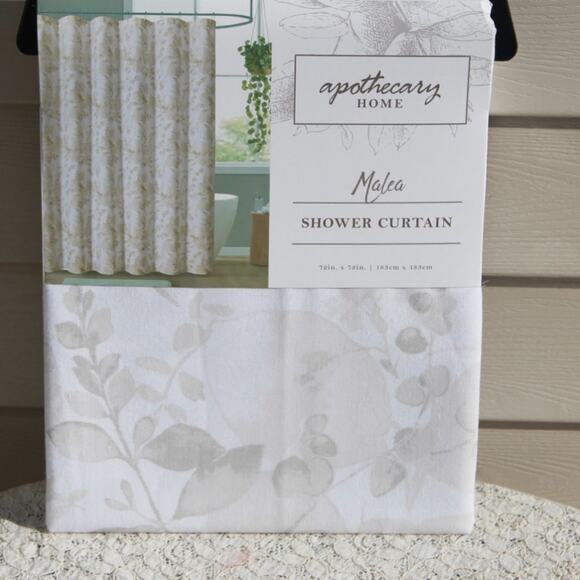 Apothecary Home Shower Curtain Cotton Blend Zen Floral Print 72" X 72" - Picture 13 of 15